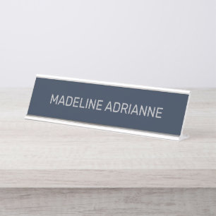 Placa Personalizada de Nome de Mesa Moderna Navy e