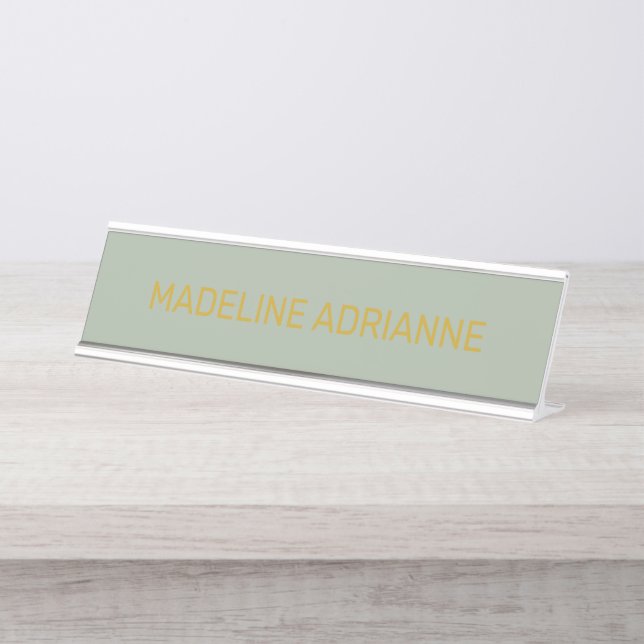 Placa Personalizada de Nome de Mesa Moderna Salvia (Frente)