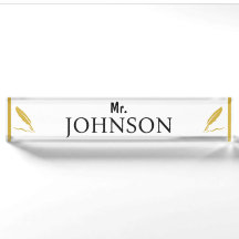 Placa Personalizada para Professor – Pena Dourada