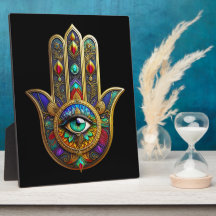 Petalas de Flor de Cor de Pavão Hamsa Terceiro Olh