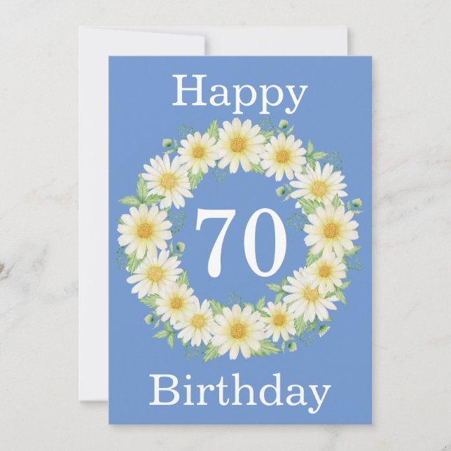 Placa Plana 70 Birthday Daisy Watercolor (Frente)