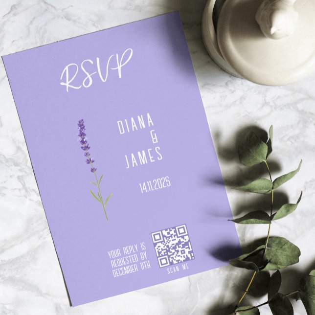 Placa plana com estilo de Lavanda RSVP de Casament (Criador carregado)