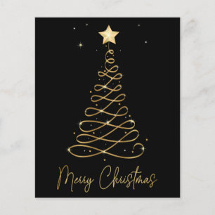 Placa plana de árvore de Natal Dourada e elegante