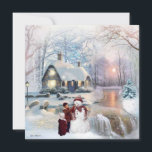 Placa Plana de Natal do Winter Ghear Snowman<br><div class="desc">Cartão de Natal do Winter Ghear Snowman. Criação por Tyra O'Bryant</div>