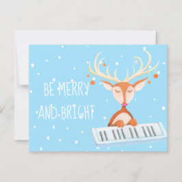 Placa plana de uma rena tocando piano