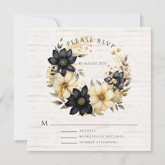 Placa plana RSVP de Casamento Floral Boho (Frente)