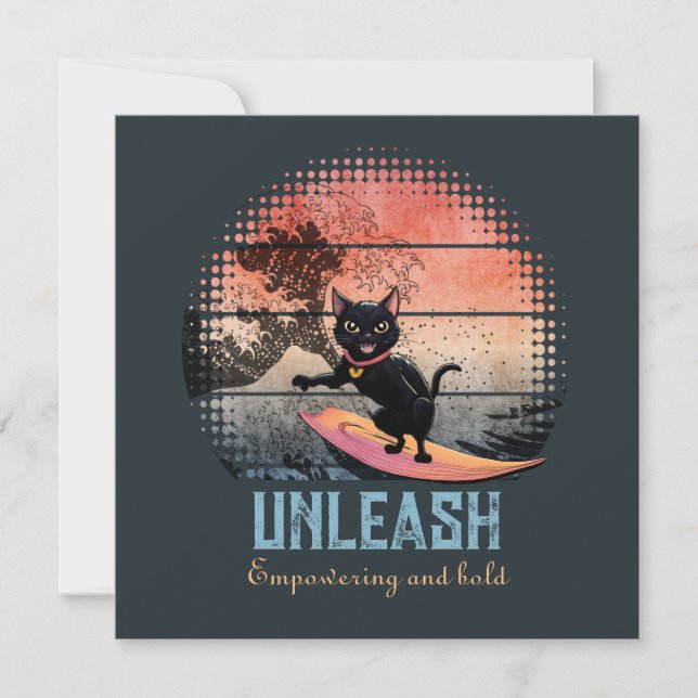 Placa plana Sunset Wave Riding Cat (Frente)