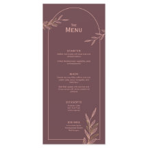 Placa Plano do Menu de Evento de Casamento Folha D