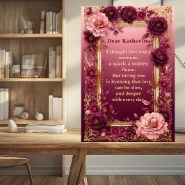 Placa Poema de Amor Romântico Alma Gêmea Rosas Rústicas 