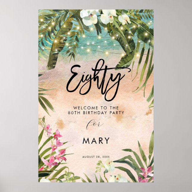 Placa poster de boas-vindas das florais tropicais  (Frente)