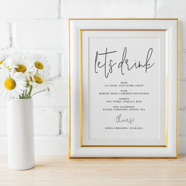 Placa Poster de casamento do Vamos de bar aberto (Criador carregado)