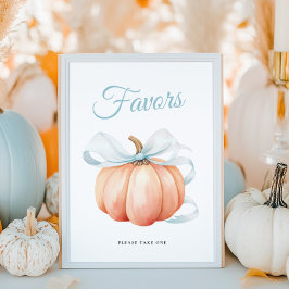 Placa Poster de Favoritos para Chá de Bebê Pumpkin