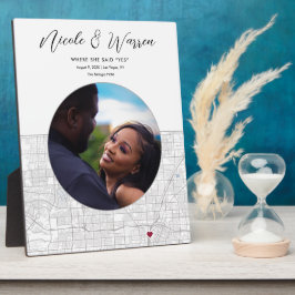 Placa Presente de Foto do Noivado de Casamento do Mapa d