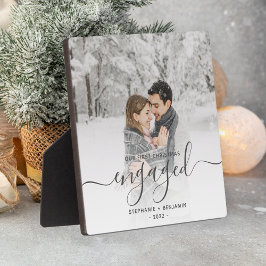 Placa Primeiro Natal noivo Foto Personalizada Cinza Scri