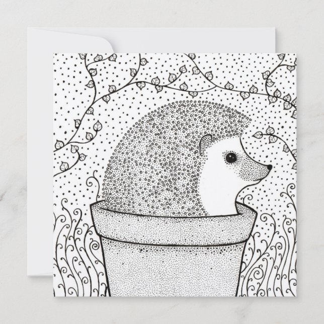 Placa Quadrada de Vazio Hedgehog, Lindo, Ilustrada (Frente)