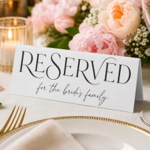 Placa Reservada para a Família da Noiva Minimalist