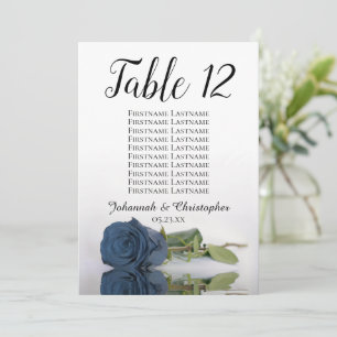 Placa Rosa de Mesa de Casamento de Aço Azul Grande