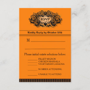 Placa RSVP 3,5x5 - Menu - Laranja e Preto
