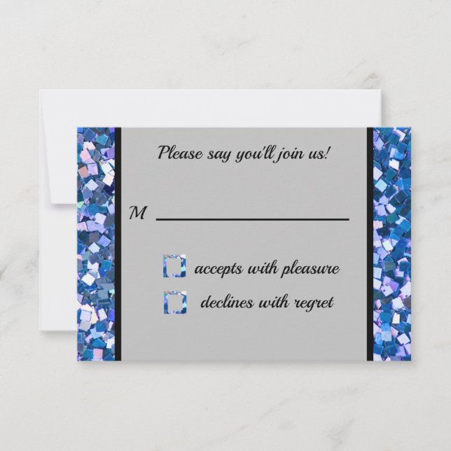 Placa RSVP Azul Confetti (Frente)
