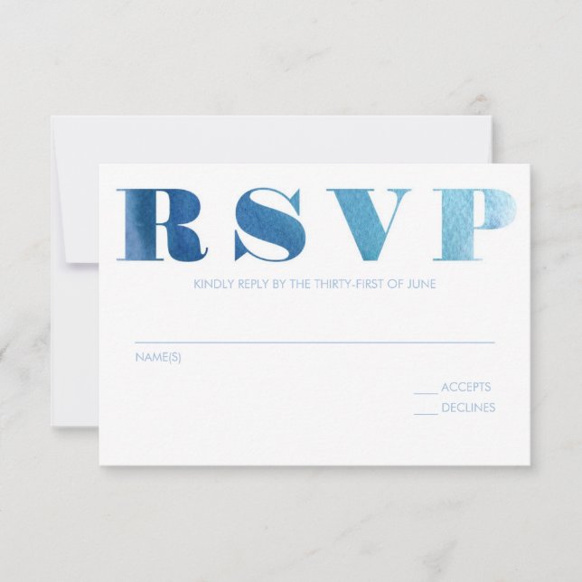 Placa RSVP Azul de Cores Aquáticas (Frente)