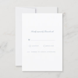 Placa RSVP Azul e Branca de Script Elegante