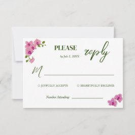 Placa RSVP Boêmia Delicada Elegante Orquídeas Roxa