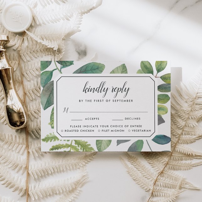 Placa RSVP Botânica com opção de refeição (Criador carregado)