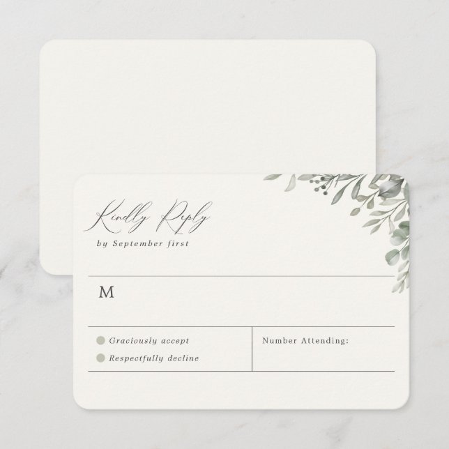 Placa RSVP Botânica Simples (Frente/Verso)