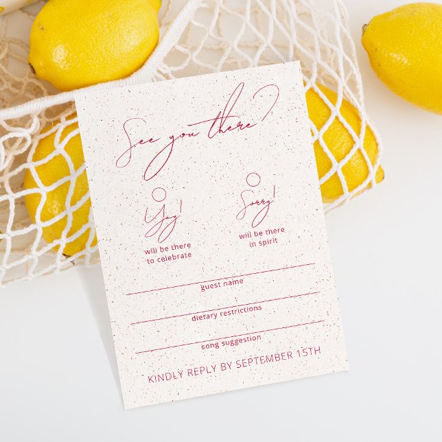 Placa RSVP Branca e Magenta de Caligrafia Moderna (Criador carregado)