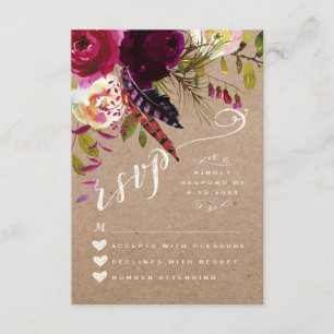 PLACA RSVP   Casamento de Boho Russo Floral de Wat