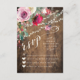 PLACA RSVP | Casamento de Luzes Florais Rustic Str