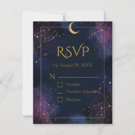 Placa RSVP Celestial Escura | Nuvens roxas e Marin