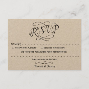 PLACA RSVP CLÁSSICA - PAPEL KRAFT