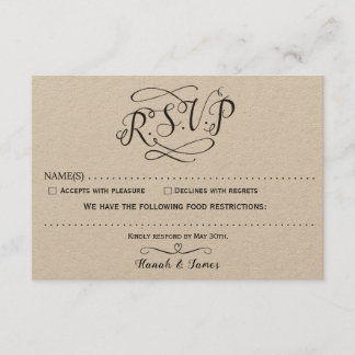 PLACA RSVP CLÁSSICA - PAPEL KRAFT