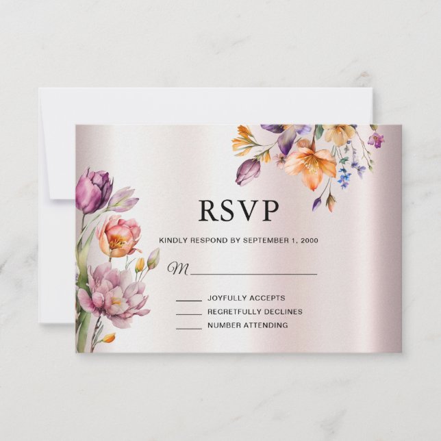 Placa RSVP Colorida Spring Flowers (Frente)