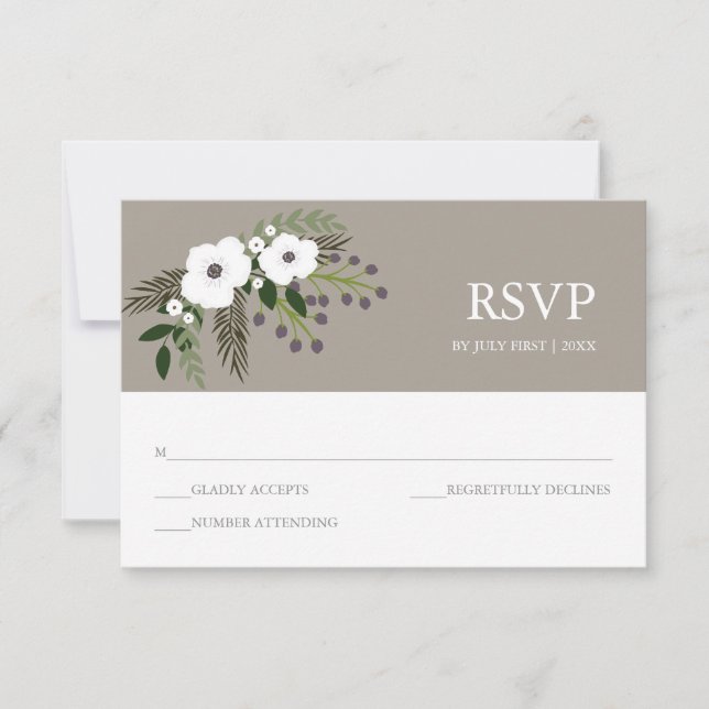 Placa RSVP da camada floral - taupe (Frente)
