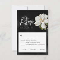 Placa RSVP da Magnolia Branca Elegante