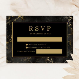 Placa RSVP de agrato de dourado preto