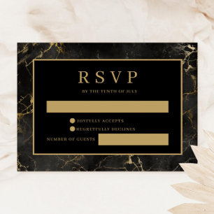 Placa RSVP de agrato de dourado preto