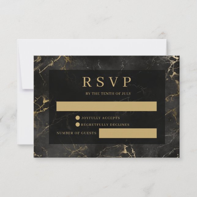 Placa RSVP de agrato de dourado preto (Frente)