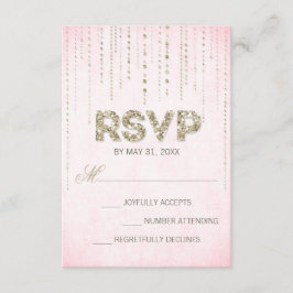 Placa RSVP de aparência brilhante rosa e Dourada