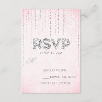 Placa RSVP de Aparência de Aparência Rosa e Silver