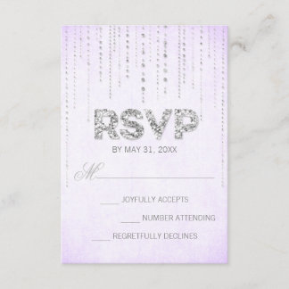 Placa RSVP de Aparência de lavanda e Silver Glitte