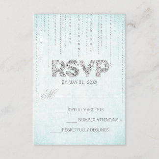 Placa RSVP de Aparência de Olhar de Casamento Aqua