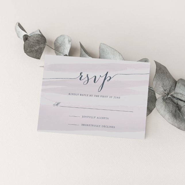 Placa RSVP de Aquarela Chiffon | Cinza Lilac (Criador carregado)