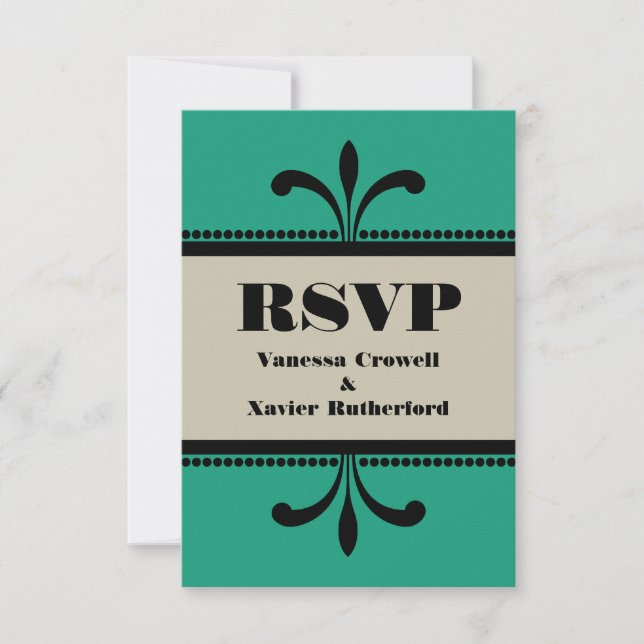 Placa RSVP de Arte de Rico Verde/bege (Frente)