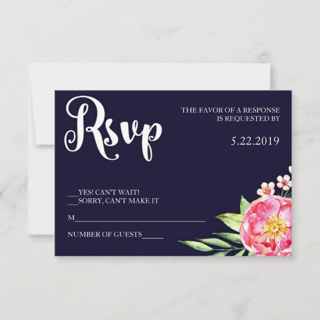 Placa RSVP de Blush de marinho (Frente)