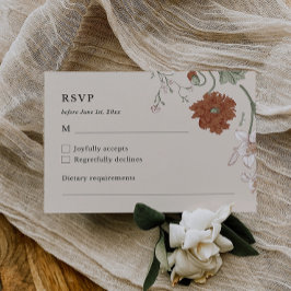 Placa RSVP de Boho Floral Elegante