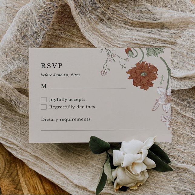 Placa RSVP de Boho Floral Elegante (Criador carregado)