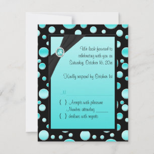 Placa RSVP de Bolinhas Negra e Aqua
